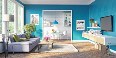 modern living room interior design. 3D rendering concept